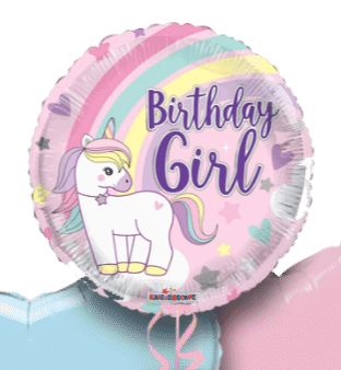Birthday Girl Unicorn Rainbow Balloon