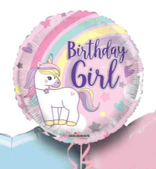 Birthday Girl Unicorn Rainbow Balloon