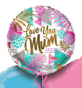 Love You Mum Pink Palms Balloon