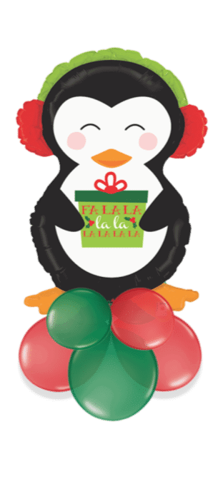Christmas Penguin with Gift Balloon