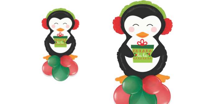 Christmas Penguin with Gift Balloon