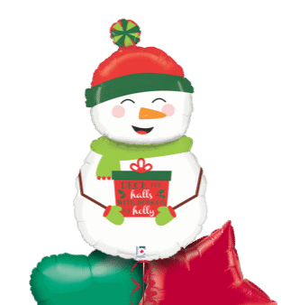Christmas Snowman with Gift Balloon