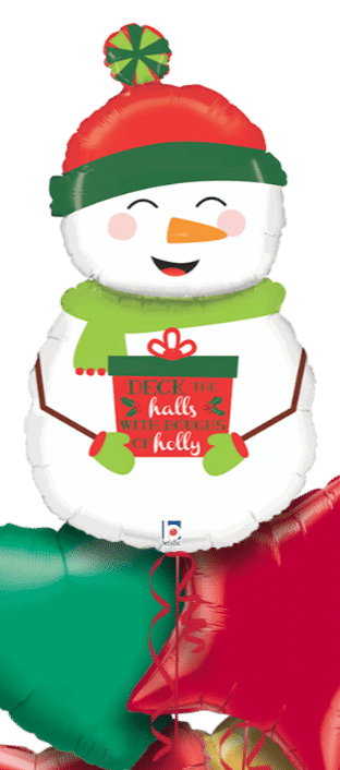 Christmas Snowman with Gift Balloon