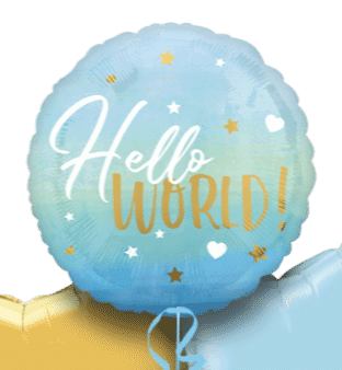 Hello World Blue Balloon