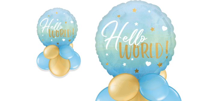 Hello World Blue Balloon