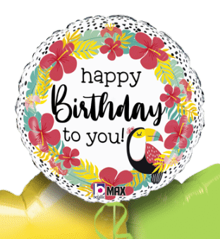 Toucan Hibiscus Birthday Balloon