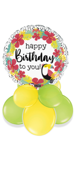 Toucan Hibiscus Birthday Balloon
