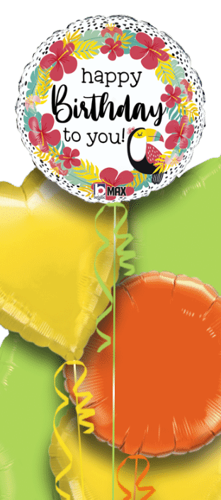 Toucan Hibiscus Birthday Balloon