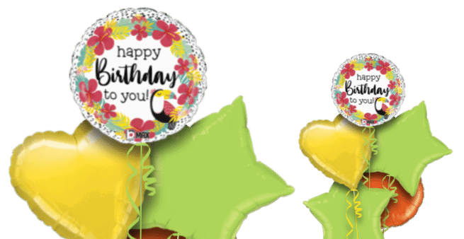 Toucan Hibiscus Birthday Balloon