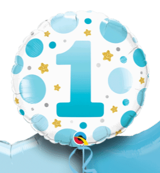 1st Birthday Blue Dots Balloon