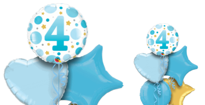 4th Birthday Blue Dots Balloon