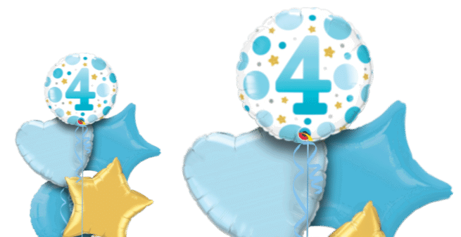 4th Birthday Blue Dots Balloon