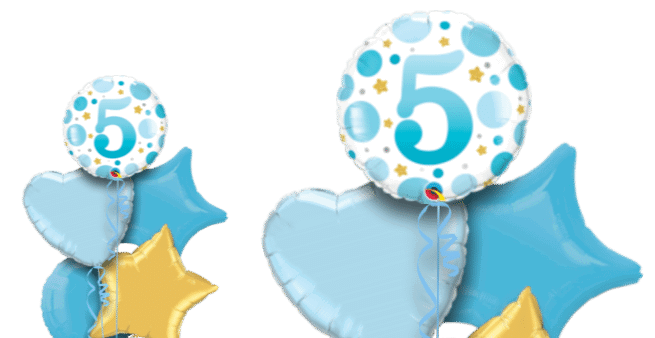 5th Birthday Blue Dots Balloon