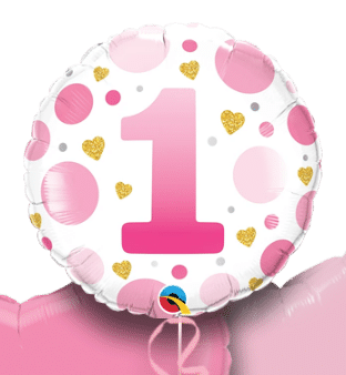 1st Birthday Pink Dots Balloon