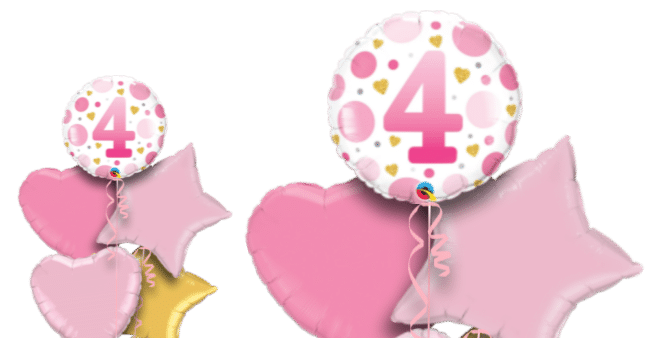 4th Birthday Pink Dots Balloon