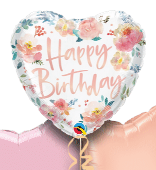 Birthday Floral Heart Balloon