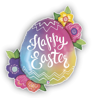 Happy Easter Egg with Flowers