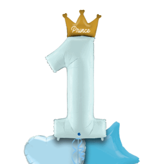 1st Birthday Prince Crown Balloon