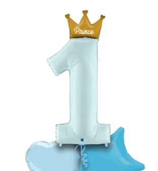 1st Birthday Prince Crown Balloon