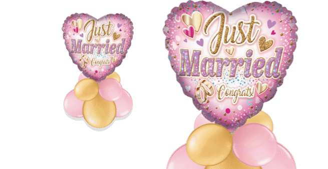 Just Married Congrats Heart Balloon