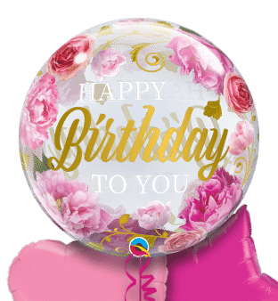Birthday Pink Peonies Bubble Balloon