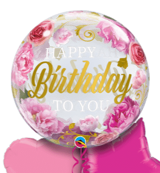 Birthday Pink Peonies Bubble Balloon