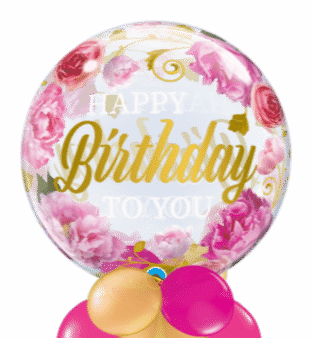 Birthday Pink Peonies Bubble Balloon