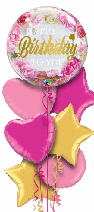 Birthday Pink Peonies Bubble Balloon