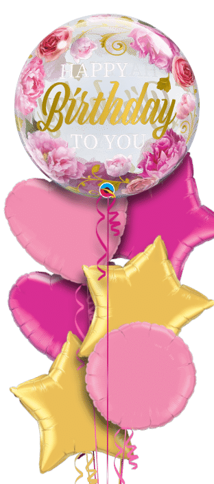 Birthday Pink Peonies Bubble Balloon