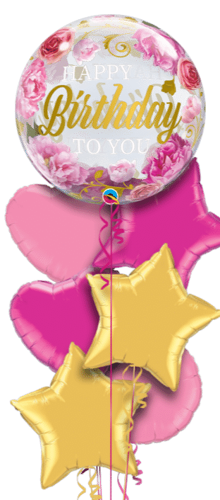 Birthday Pink Peonies Bubble Balloon