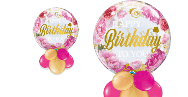 Birthday Pink Peonies Bubble Balloon