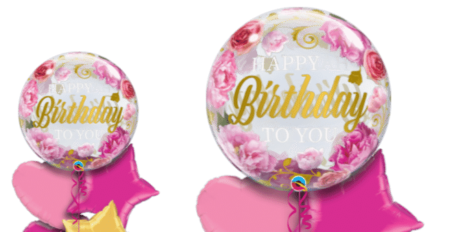 Birthday Pink Peonies Bubble Balloon
