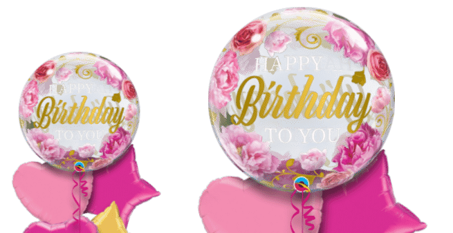 Birthday Pink Peonies Bubble Balloon
