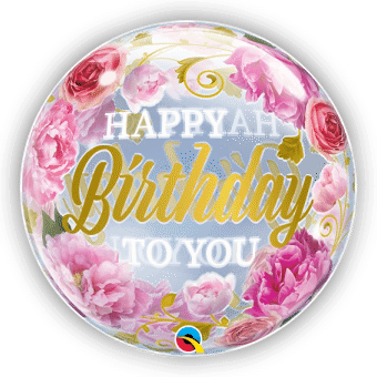 Birthday Pink Peonies Bubble