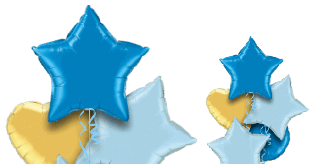 Royal Blue, Pale Blue and Gold Balloon