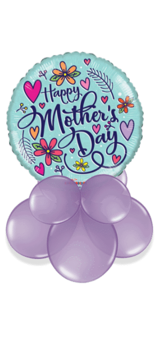 Mothers Day Floral Hearts Balloon