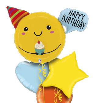 Birthday Smiling with Cupcake Balloon
