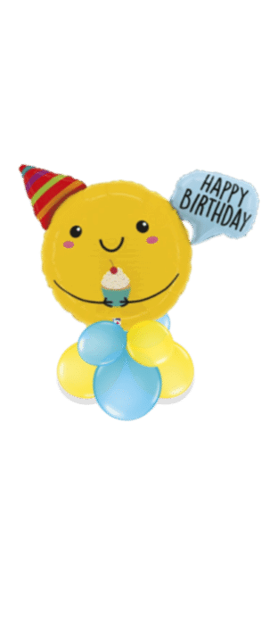 Birthday Smiling with Cupcake Balloon