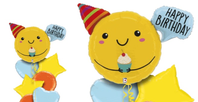 Birthday Smiling with Cupcake Balloon