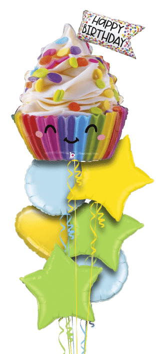 Happy Rainbow Cupcake Balloon