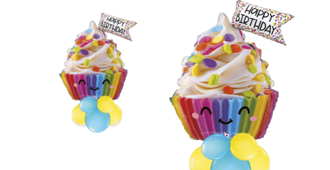 Happy Rainbow Cupcake Balloon