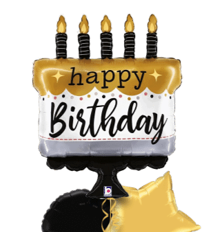 Cake and Candles Gold Balloon