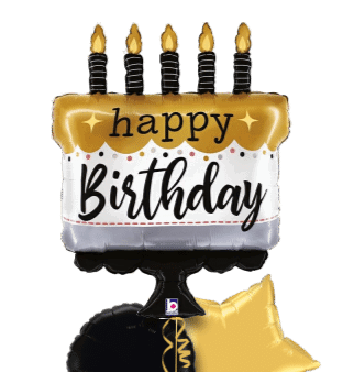 Cake and Candles Gold Balloon
