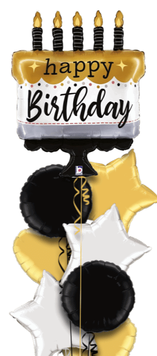 Cake and Candles Gold Balloon