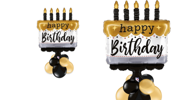 Cake and Candles Gold Balloon