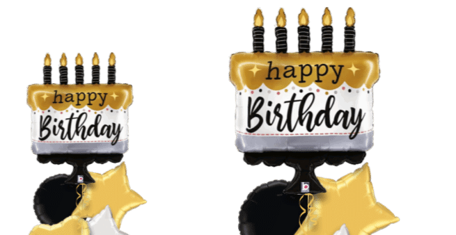 Cake and Candles Gold Balloon