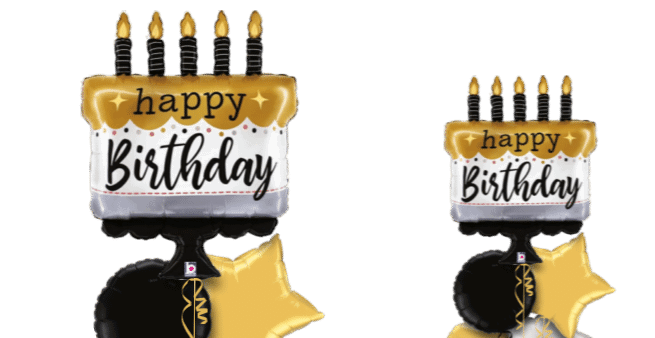 Cake and Candles Gold Balloon