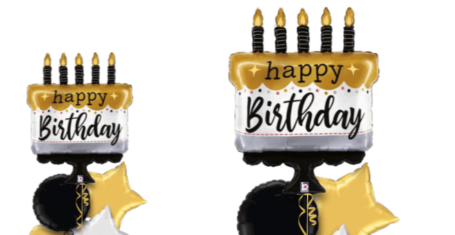 Cake and Candles Gold Balloon