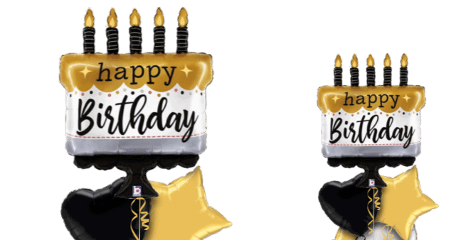 Cake and Candles Gold Balloon