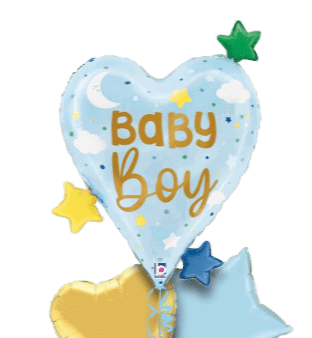Baby Boy Heart and Stars Balloon